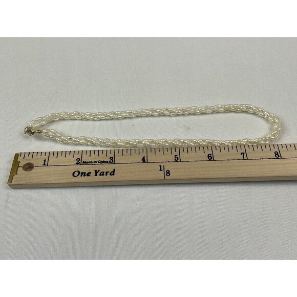 Vintage Faux Freshwater Pearl Twisted Multi-Strand Necklace Dainty Short - Picture 3 of 6